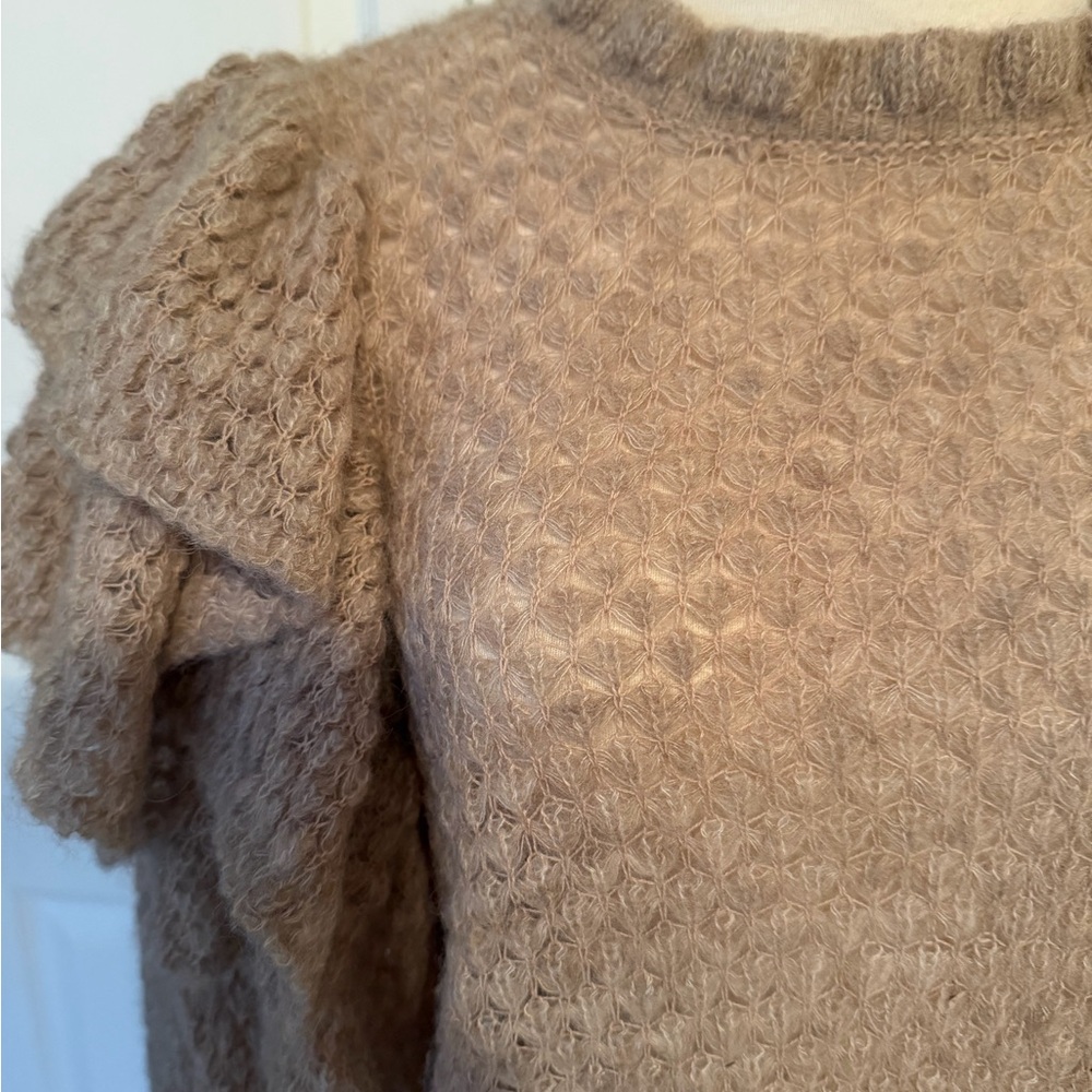 Ulla Johnson Beige Ruffled Turtleneck Sweater - Picture 2 of 7